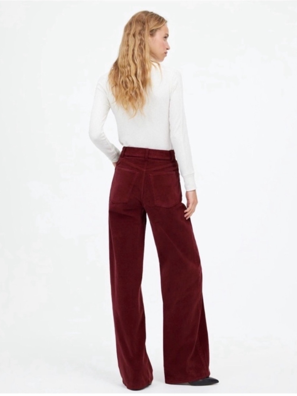 Madewell Women’s Superwide-Leg Pant Burgundy Corduroy 28 - Picture 3 of 16